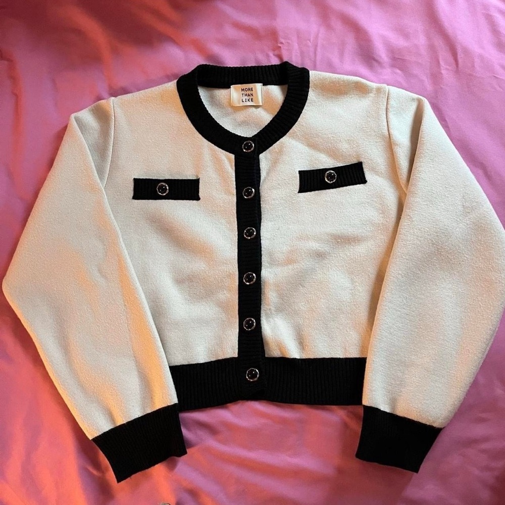 More Than Like contrast crop cardigan